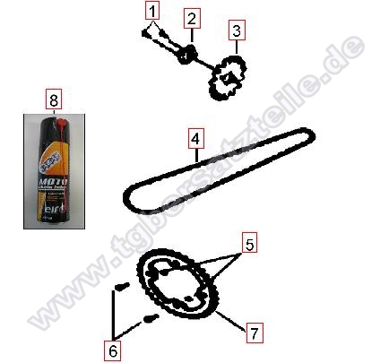 Kettenrad-Kette-Ritzel