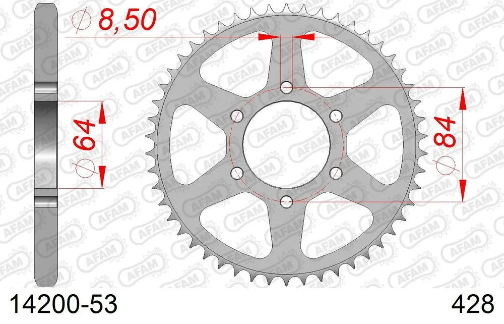 AFAM Kettensatz Stahl 428 R1-G 16x53 - Suzuki DR 125 SE 1994-01 - 01413503