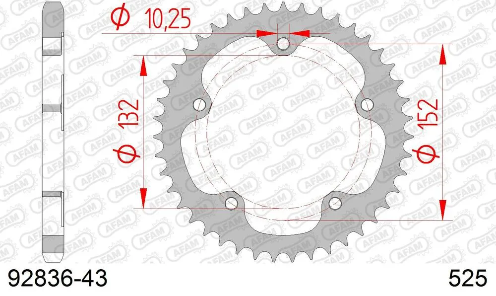 92836-43 AFAM Kettensatz Stahl 525 XSR2-G 17x43 - Mv Agusta F3 800 2017-23 - KIT108971