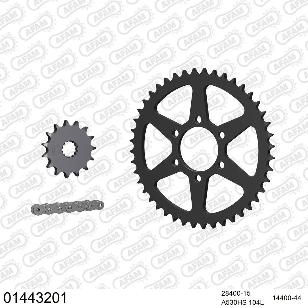 01443201 AFAM Kettensatz Stahl 530 HS 15x44 - Suzuki GSX 400 E 1980-82 - 01443201