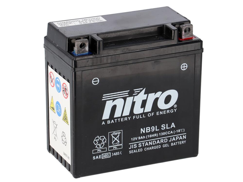 NB9L-SLA Nitro NB9L SLA GEL AGM Batterie 12V 9AH - Einbaufertig (YB9L-A2 12N9-3A-1)