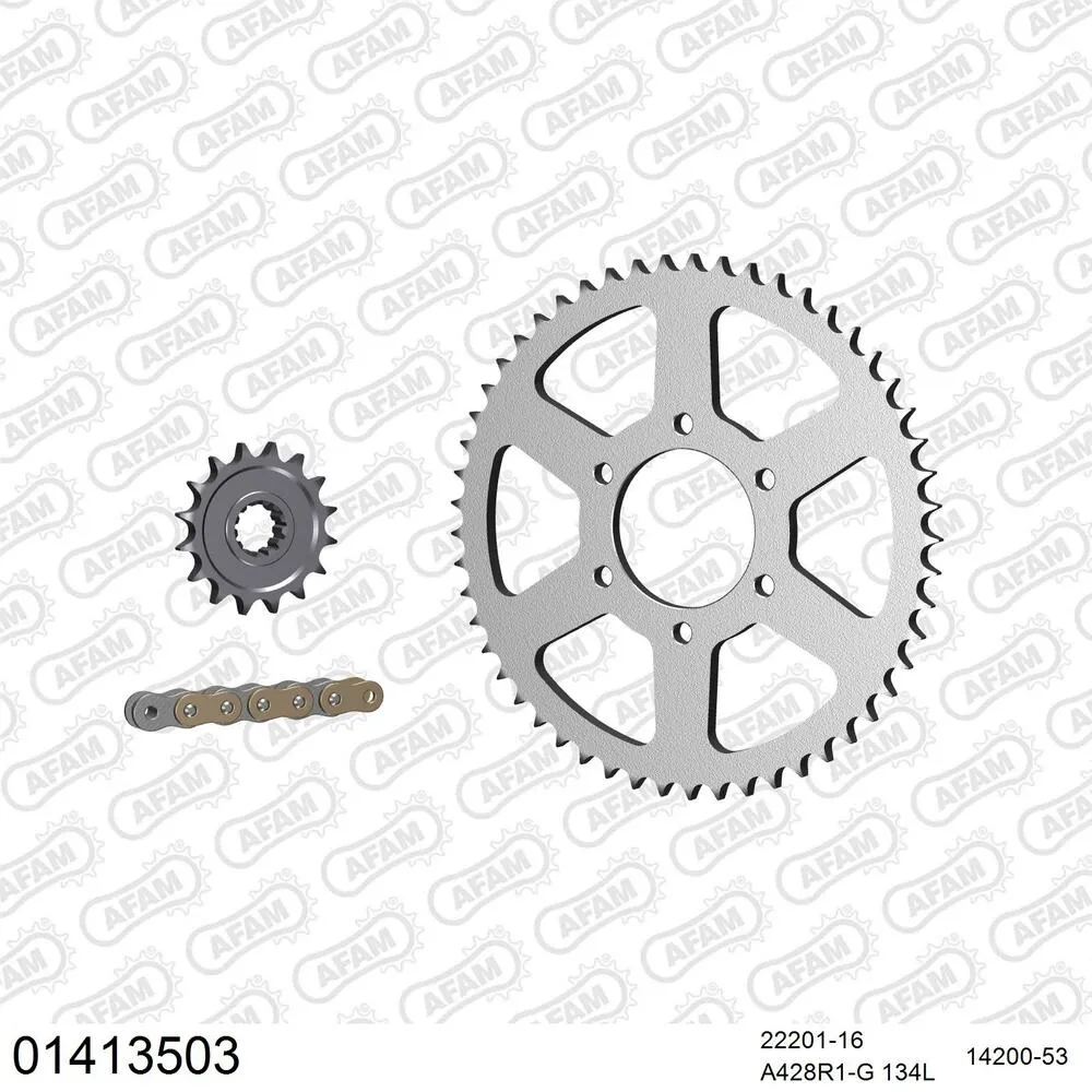 01413503 AFAM Kettensatz Stahl 428 R1-G 16x53 - Suzuki DR 125 SE 1994-01 - 01413503