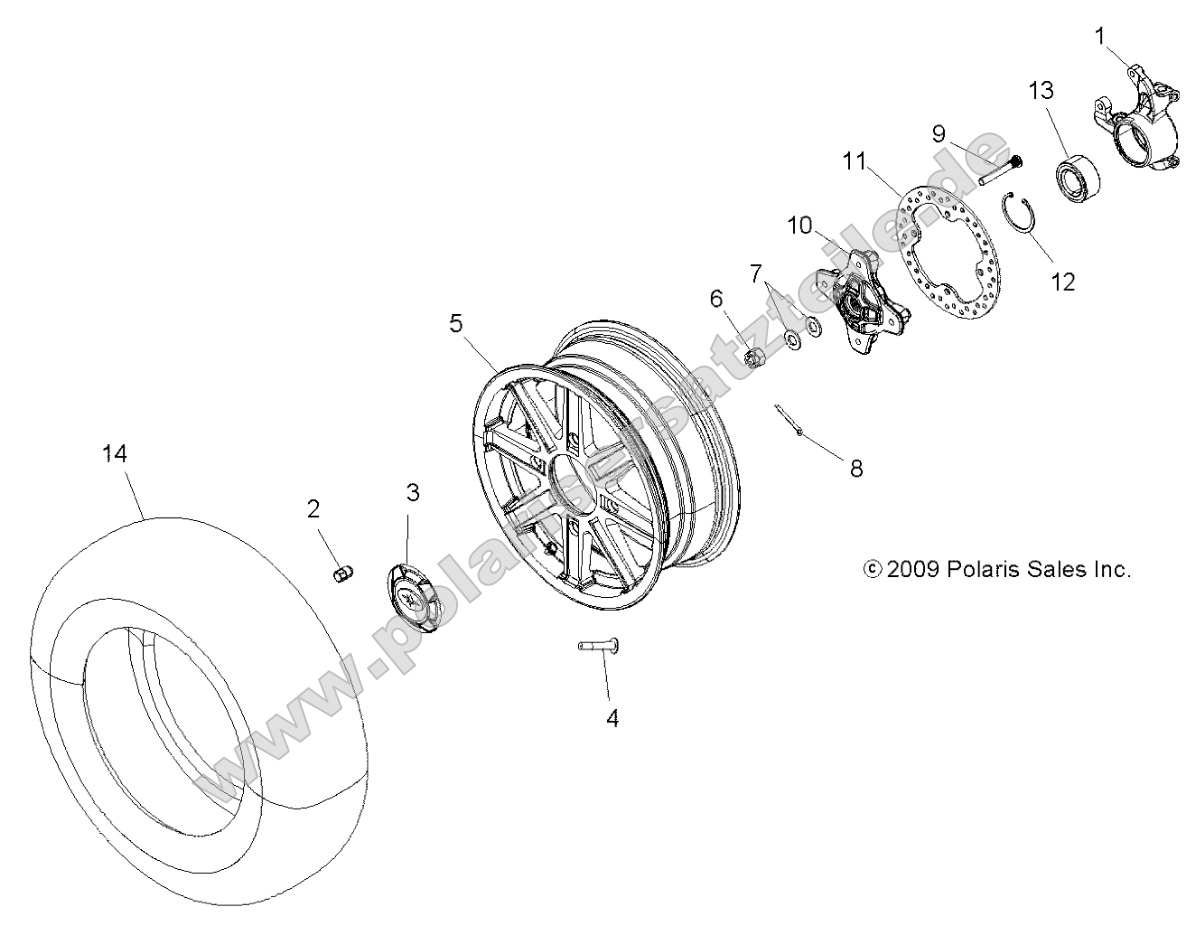Wheels, Front and Hub (49ATVWHEELFRT10SPXP850) Wheels, Front and Hub (49ATVWHEELFRT10SPXP850)