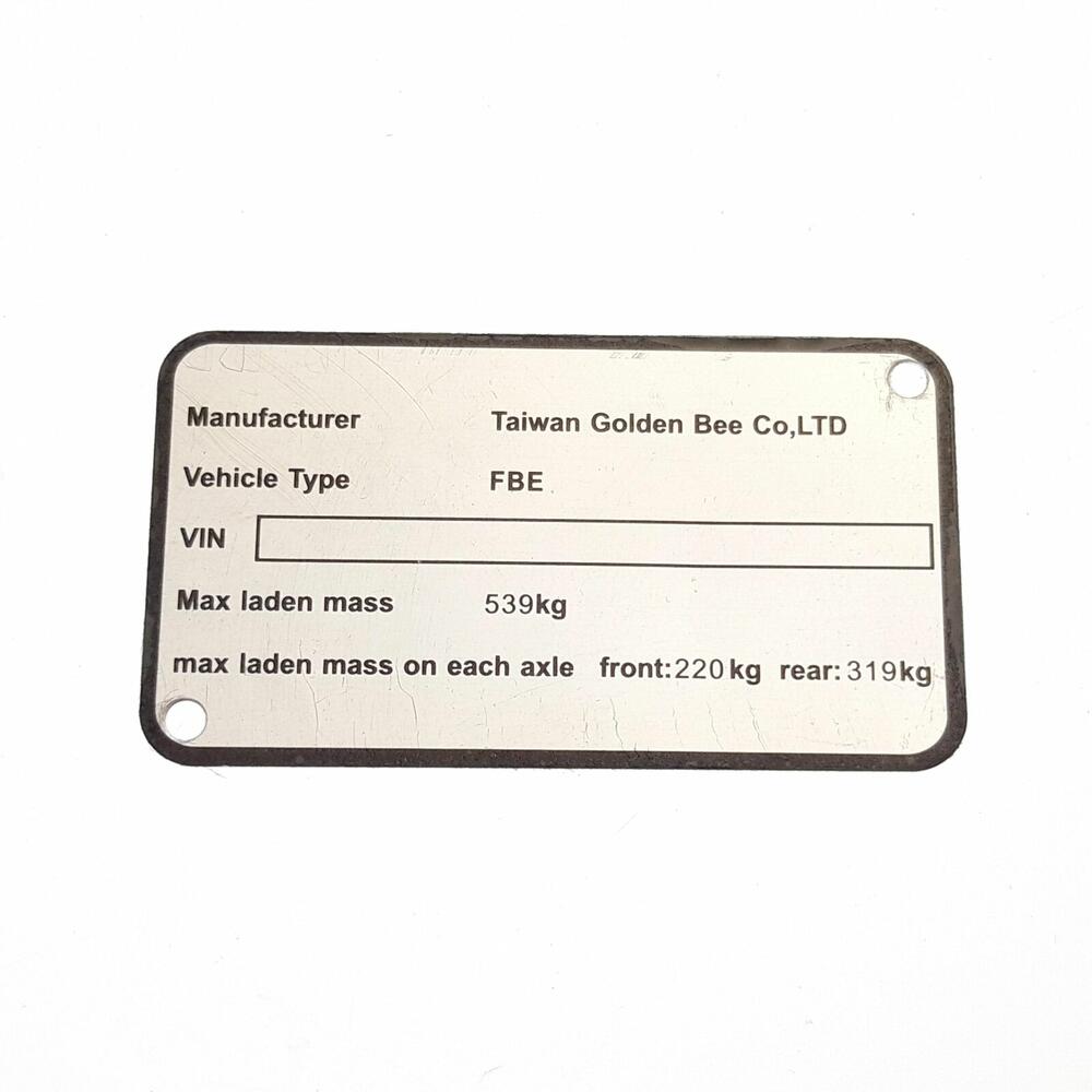 TGB DATA PLATE - 516645