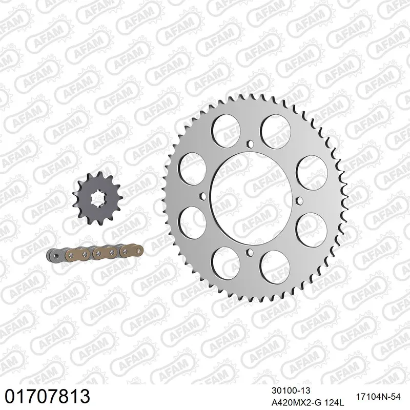 01707813 AFAM Kettensatz Aluminium 420 MX2-G 13x54 - Kawasaki KX 80 1992-97 - 01707813