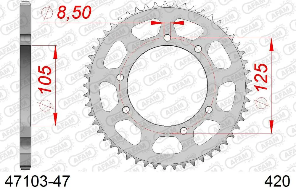 AFAM Kettensatz Stahl 420 R1-G 11x47 - Rieju RS 50 NKD 2011-21 - KIT108161