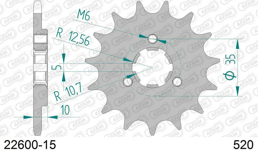 22600-15 AFAM Kettensatz Stahl 520 XMR3 15x48 - Suzuki DR 750 S 1988 - 01477500