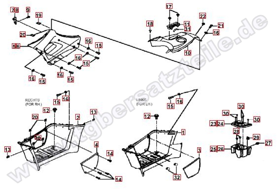 Fussstützen und Tankabdeckung
