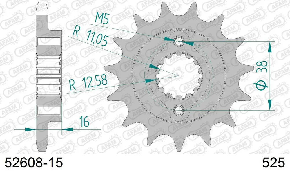 52608-15 AFAM Kettensatz Stahl 525 XSR2-G 15x36 - Ducati 916 Biposto 1994-98 - 05086241