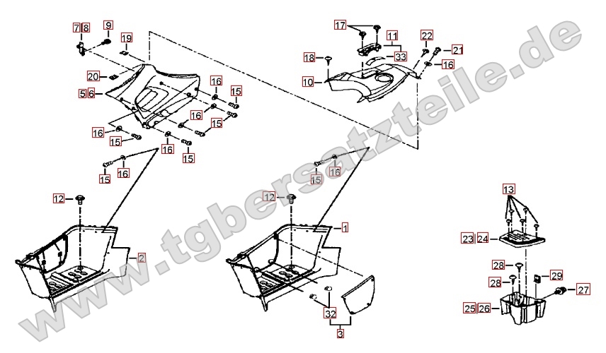 Fußstützen und Tankabdeckung