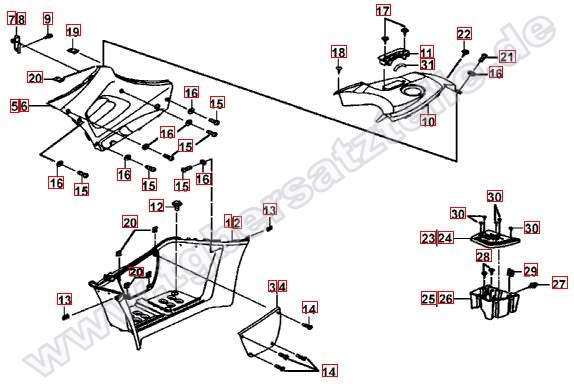 Fussstützen und Tankabdeckung