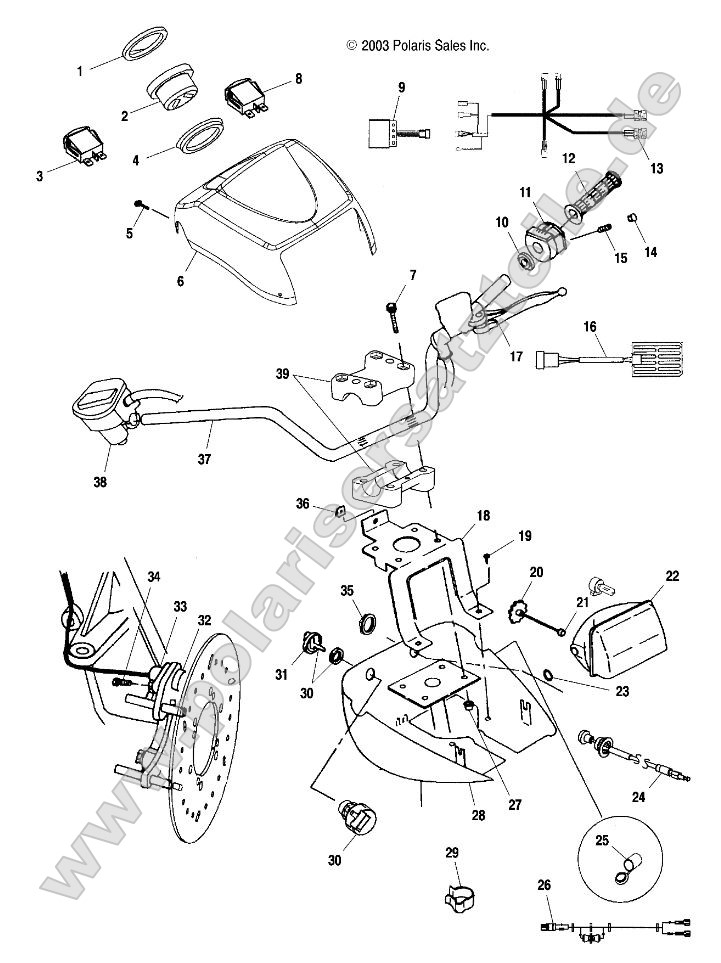 Handlebar and Headlight Pod Handlebar and Headlight Pod