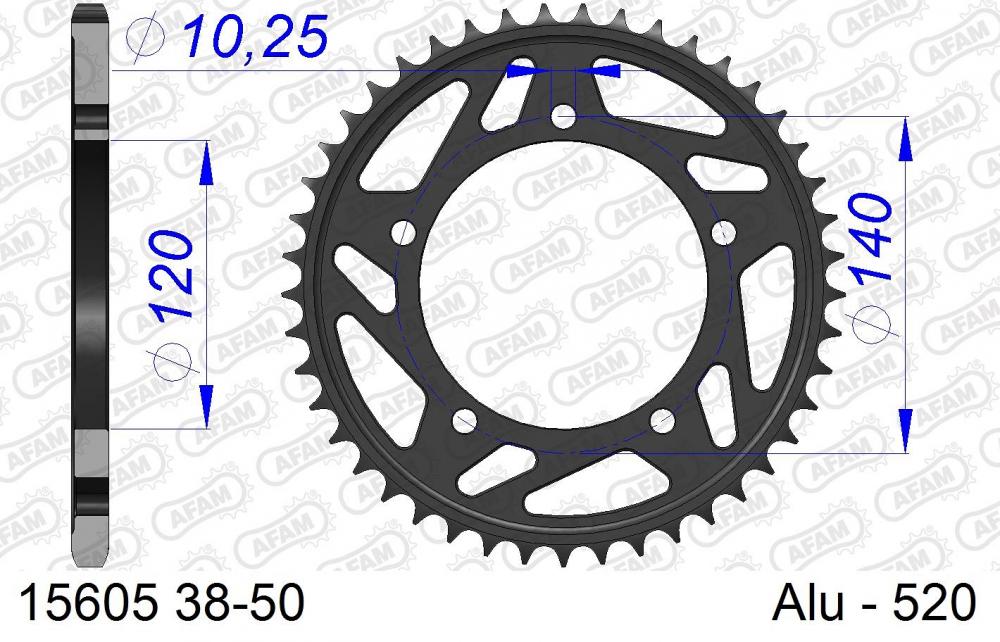AFAM_Racing_Kettenrad_Aluminium_hinten___520___15605 AFAM Racing Kettenrad Aluminium hinten - 520 - 15605