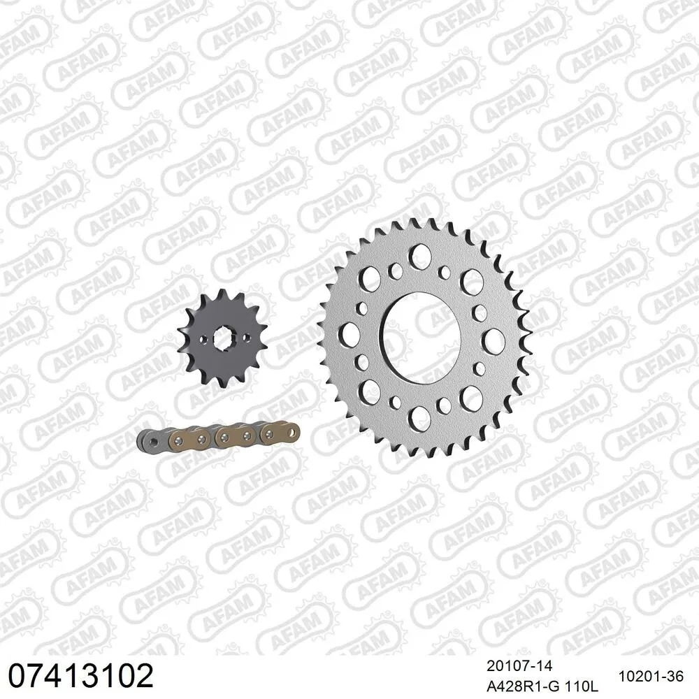 07413102 AFAM Kettensatz Stahl 428 R1-G 14x36 - Kymco K 125 K-Pipe 2012-21 - 07413102