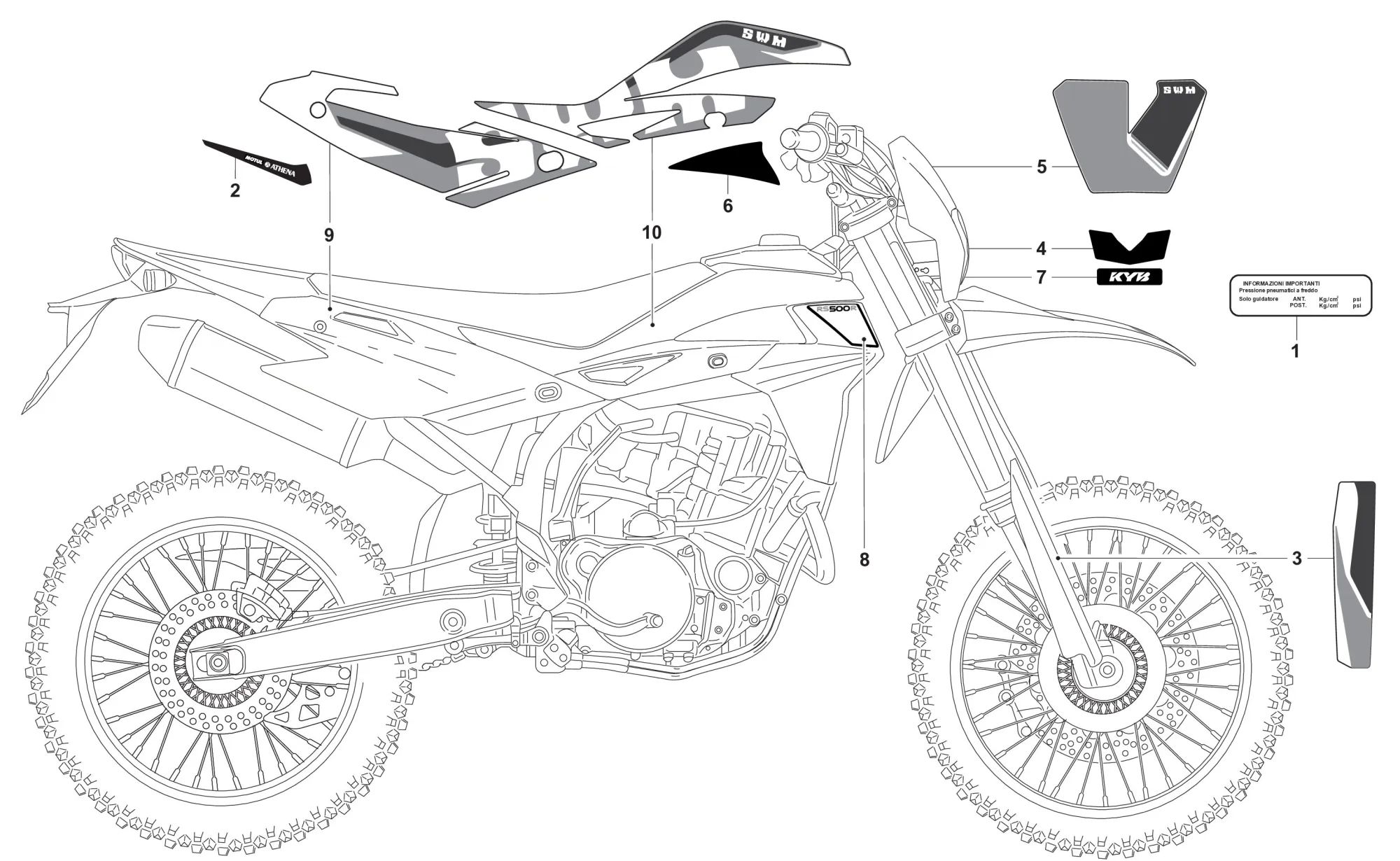 Aufkleber 500 für rotes Motorrad Aufkleber 500 für rotes Motorrad