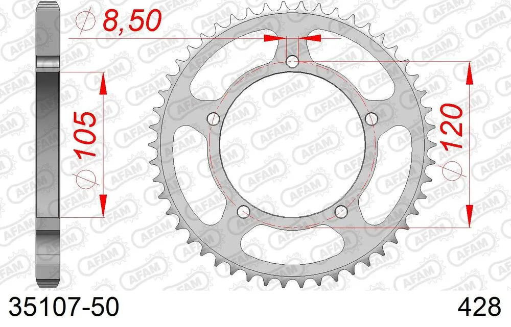 35107-50 AFAM Kettensatz Stahl 428 R1-G 13x50 - MBK 50 X Limit Supermoto 2002-02 - KIT108051