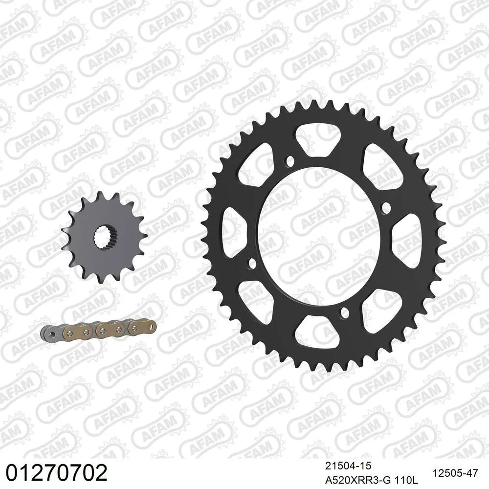 01270702 AFAM Kettensatz Stahl 520 XRR3-G 15x47 - Yamaha TT 600 E 1994-01 - 01270702
