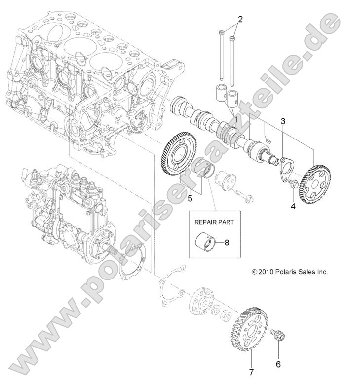 Engine, Camshaft and Driving Gear