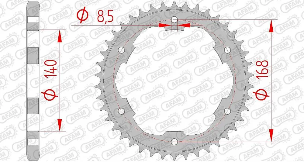 afam_kettenrad_hinten_92634 AFAM Kettensatz Stahl 525 XRR 16x42 - BMW F 800 GS (8.5mm) 2006-10