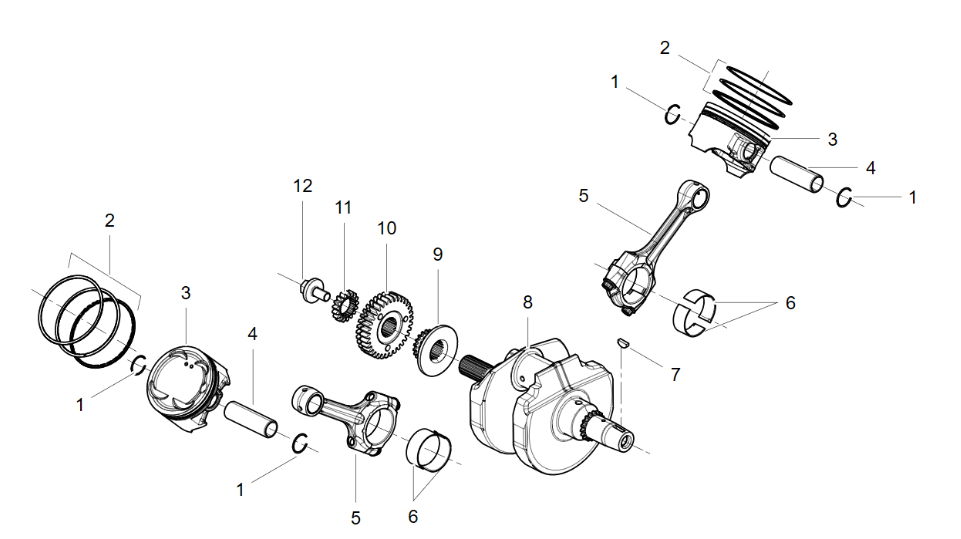 Kolben, Kurbelwelle, Pleul Kolben, Kurbelwelle, Pleul