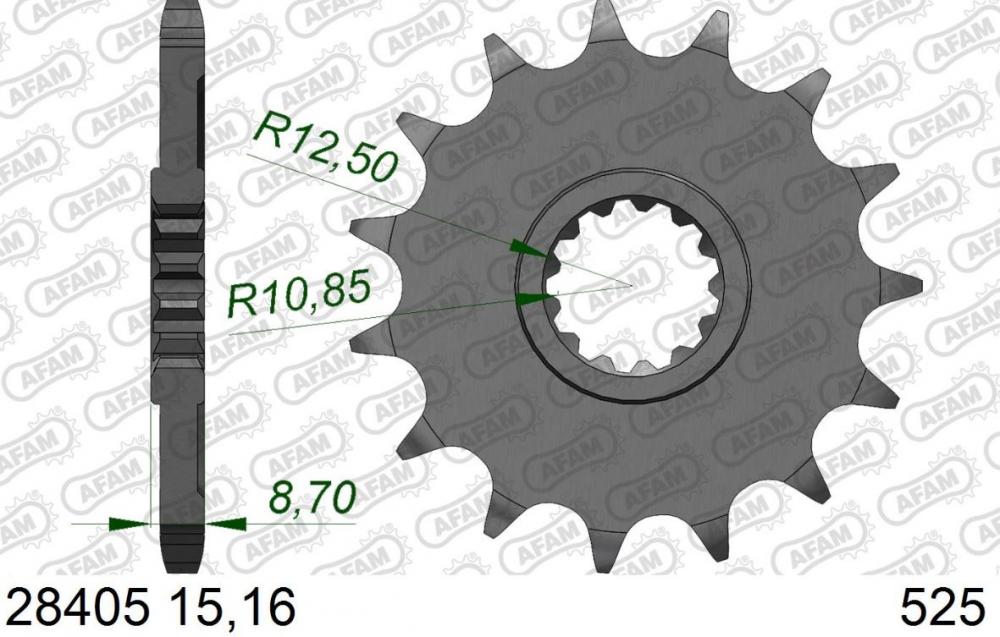 AFAM Kettensatz Stahl 525 XSR2-G 15x44 - Kawasaki Z900 2017-20