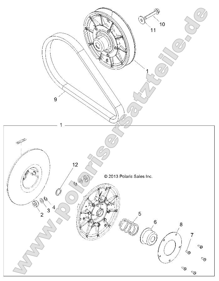 Drive Train, Secondary Clutch (49RGRCLUTCHDVN14CREW)