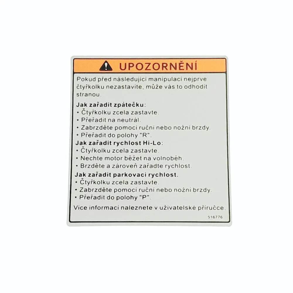 TGB LABEL, SHIFT RANGE - 516776