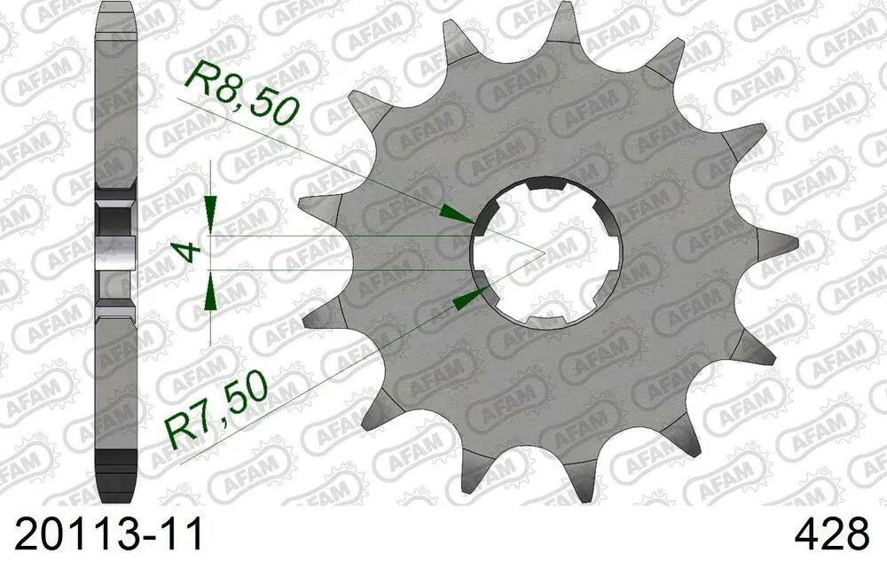 20113-11 AFAM Kettensatz Stahl 428 R1-G 11x43 - Kymco KPW 50 2013-14 - 07401100