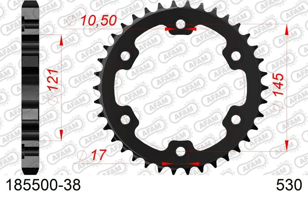 185500-38 AFAM Kettensatz Stahl 530 XMR3 17x38 - Royal Enfield 500 Efi Bullet 2016-20 - 18559100