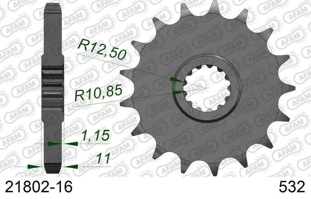 AFAM Kettensatz Stahl 532 ZVX 16x48 - Yamaha YZF-R 6 1999-02 - 01270247