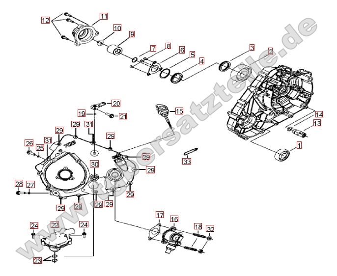 Wasserpumpe - Handstartereingriffsrad - Tachoantrieb