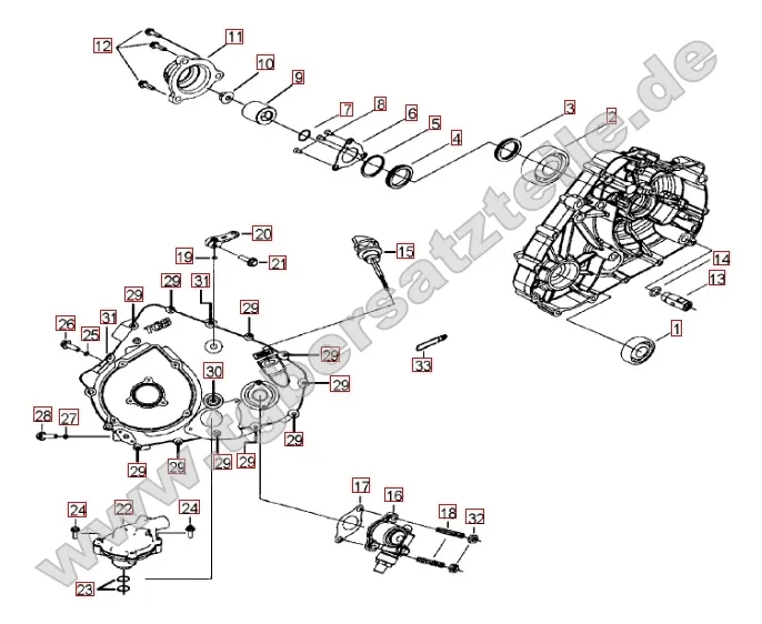 Wasserpumpe - Handstartereingriffsrad - Tachoantrieb Wasserpumpe - Handstartereingriffsrad - Tachoantrieb