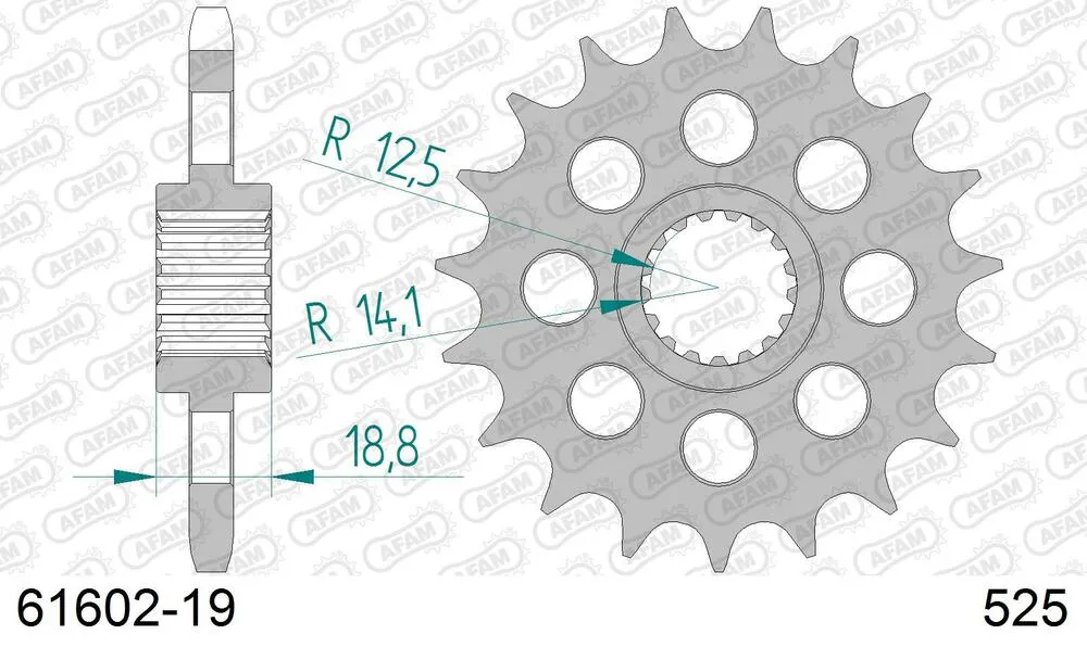 61602-19 AFAM Kettensatz Stahl 525 XMR3 19x47 - BMW F 800 R 2015-20 - KIT105971