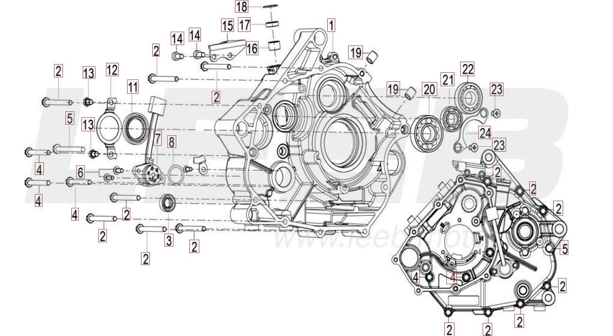 Kurbelwellengehäuse links