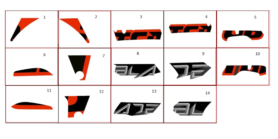 Aufkleber 2 schwarzmatt / orange Aufkleber 2 schwarzmatt / orange