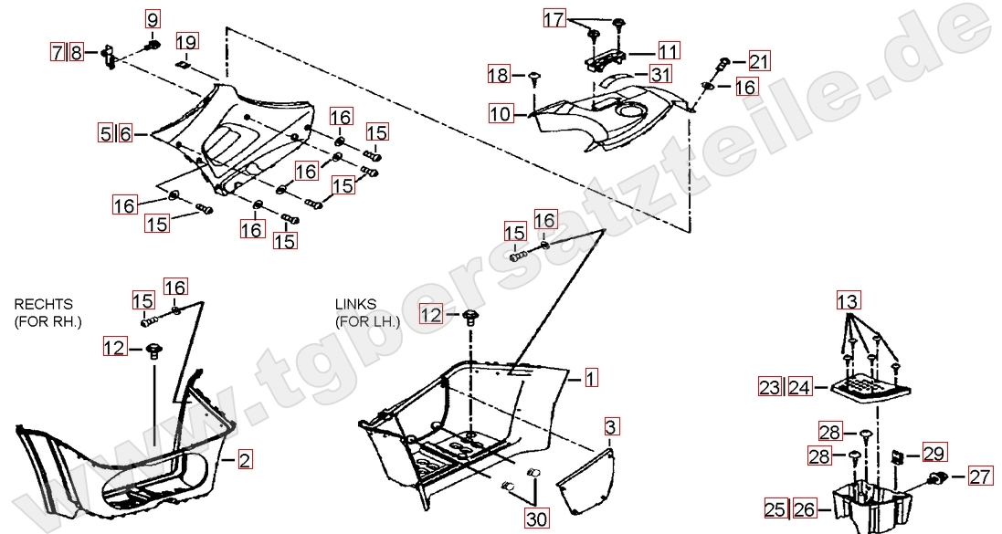 Fussstützen und Tankabdeckung