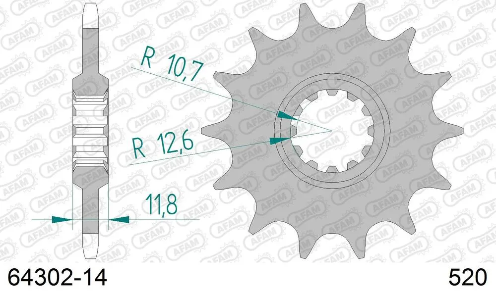 64302-14 AFAM Kettensatz Aluminium 520 MX6-GG 14x52 - Husqvarna WR 400 1985-88 - KIT106201