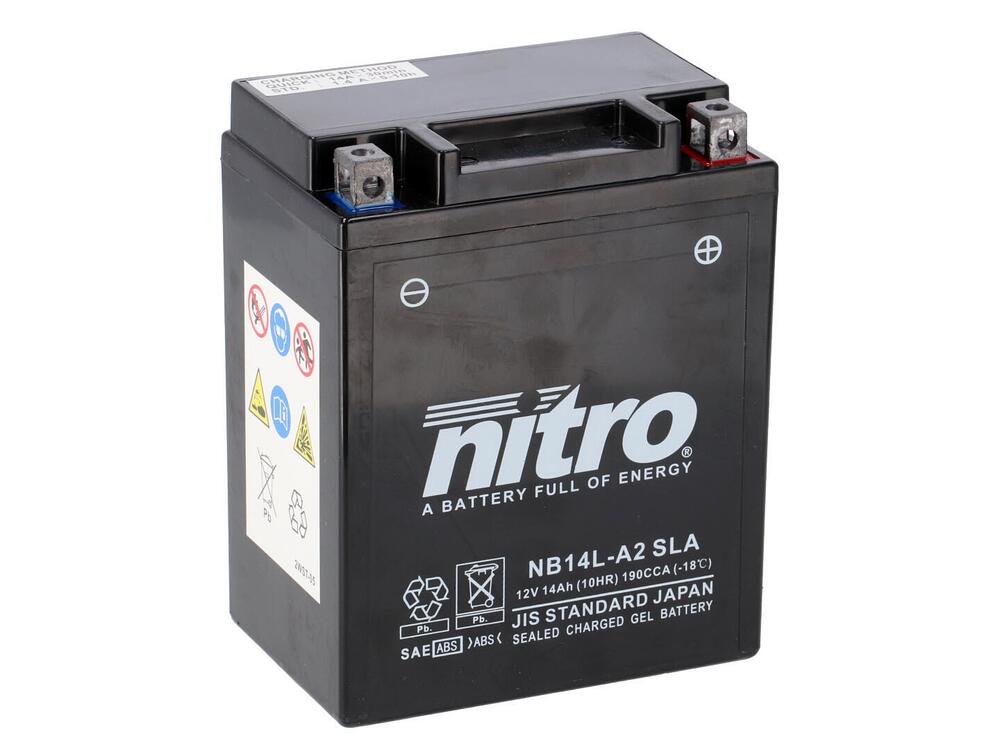NB14L-A2-SLA Nitro NB14L-A2 SLA GEL AGM Batterie 12V 14AH - Einbaufertig ( YB14L-A2 FB14L-A2 12N14-3A)