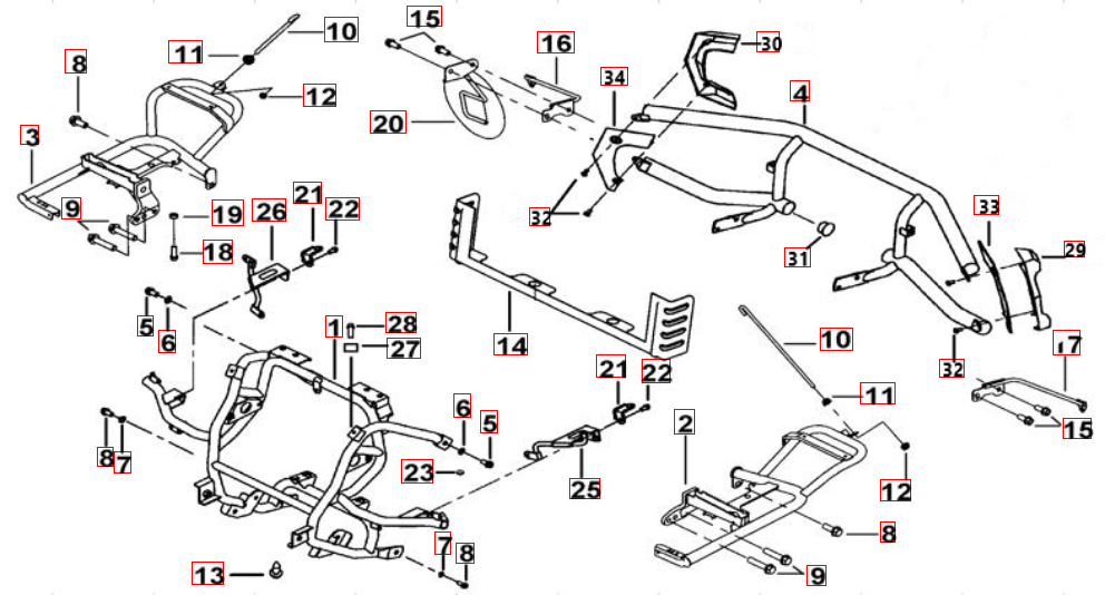 Sturzbügel vo. u. hi. - Fußstützen