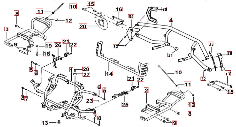 Sturzbügel vo. u. hi. - Fußstützen