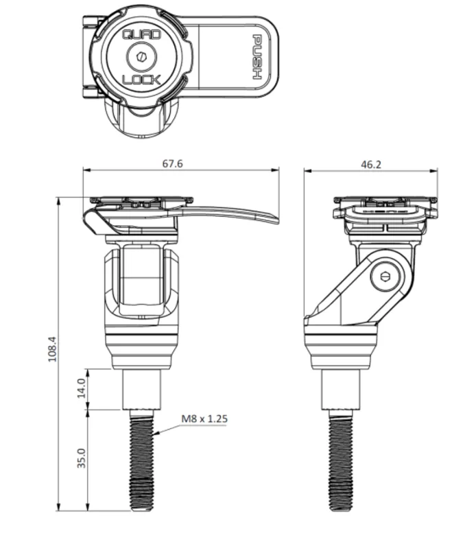 Quad Lock Smartphone Halterung für Lenkerklemmung M8