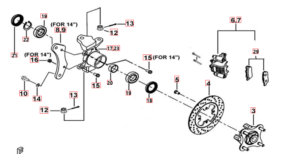 Vorderradbremse (Bremszange rot)