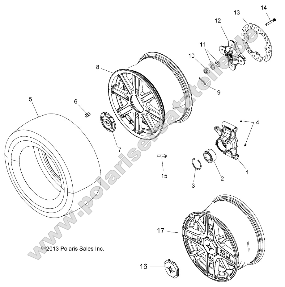 Wheels, Rear and Hub (49ATVWHEELRR14SPTRG)