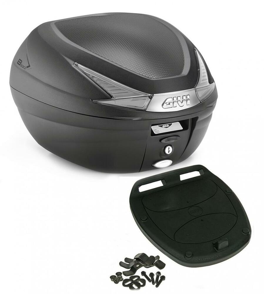 Givi_Monolock_Topcase_B330_Tech____33_Liter___schwarz___inkl_Montagekit_B330NT_mit_Montageplatte Givi Monolock Topcase B330 Tech  - 33 Liter - schwarz - inkl. Montagekit