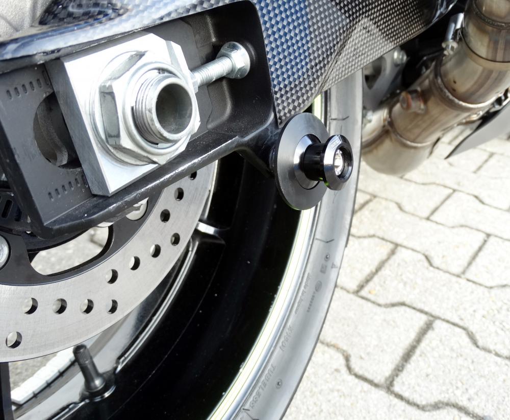 Racing_Staenderaufnahmen_M6_schwarz_am_Motorrad Racing Ständeraufnahmen Bobbins M6 schwarz