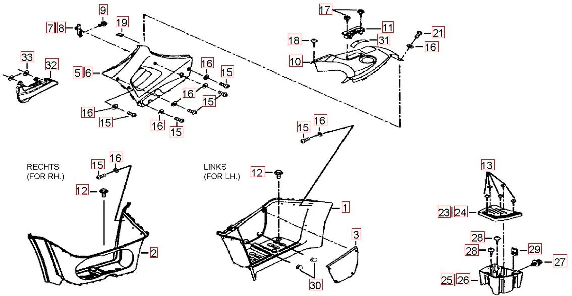 Fussstützen und Tankabdeckung