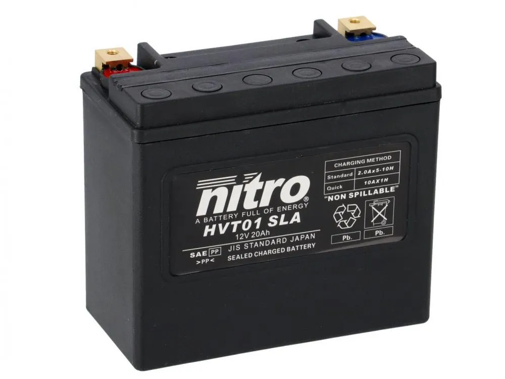 Nitro_HVT_01_SLA_Batterie Nitro HVT 01 SLA AGM Gel Batterie 12V 20AH 310A - Einbaufertig (YTX20HL-BS YTX20L-BS 65989)