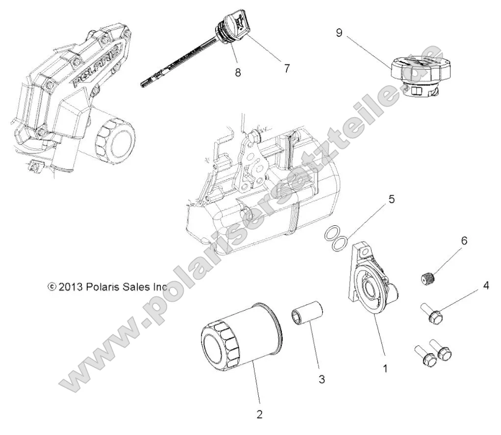 Engine, Oil Filter and Dipstick