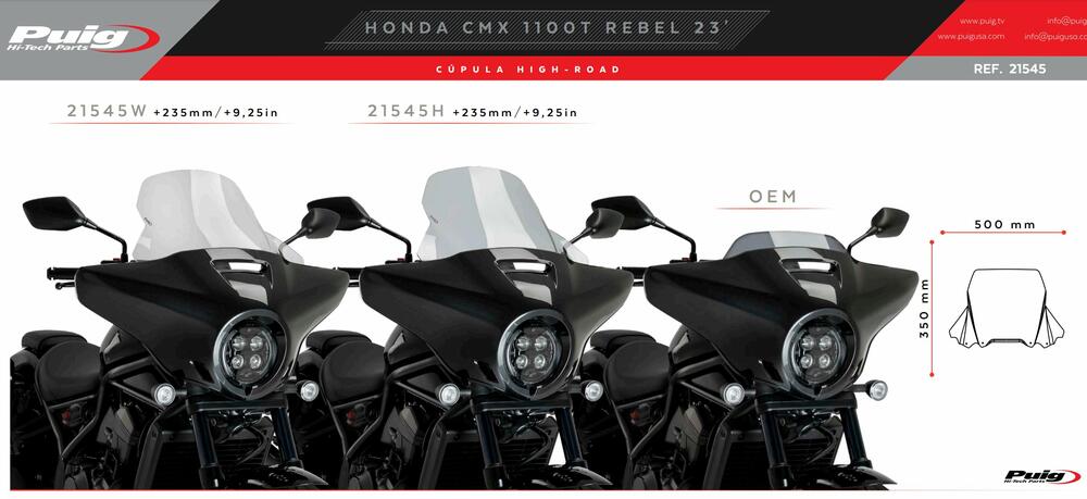 PUIG-HIGH-ROAD-TOURINGSCHEIBE-HONDA-CMX-1100T-REBEL-23-21545H-vergleich