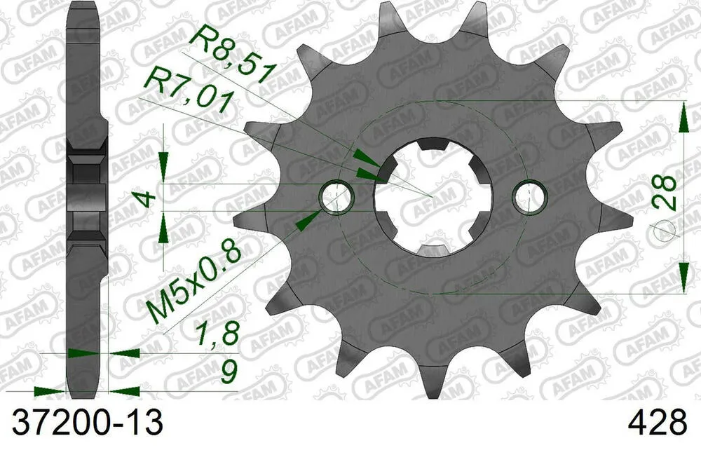 37200-13 AFAM Kettensatz Stahl 428 R1-G 13x69 - Aprilia RX 125 IE 2018-23 - KIT109111